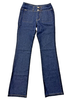 Revolt Jeans Co. Junior’s Size 3/4 Mid Rise Bootcut Blue Jeans Dark Wash EUC